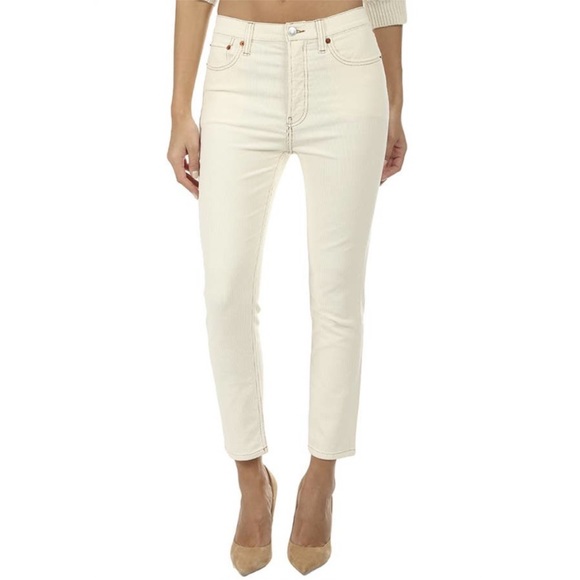 Re/Done High Rise Ankle Corduroy Stretch Crop Jean Size 25
